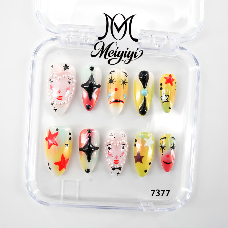 7377-MYY's designer original high-end design customized luxury hand-painted wearable nail art