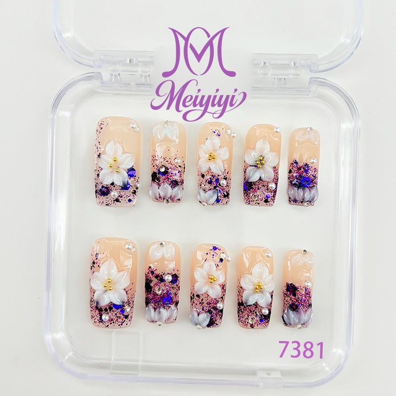 7381-MYY's designer original high-end design customized luxury hand-painted wearable nail art