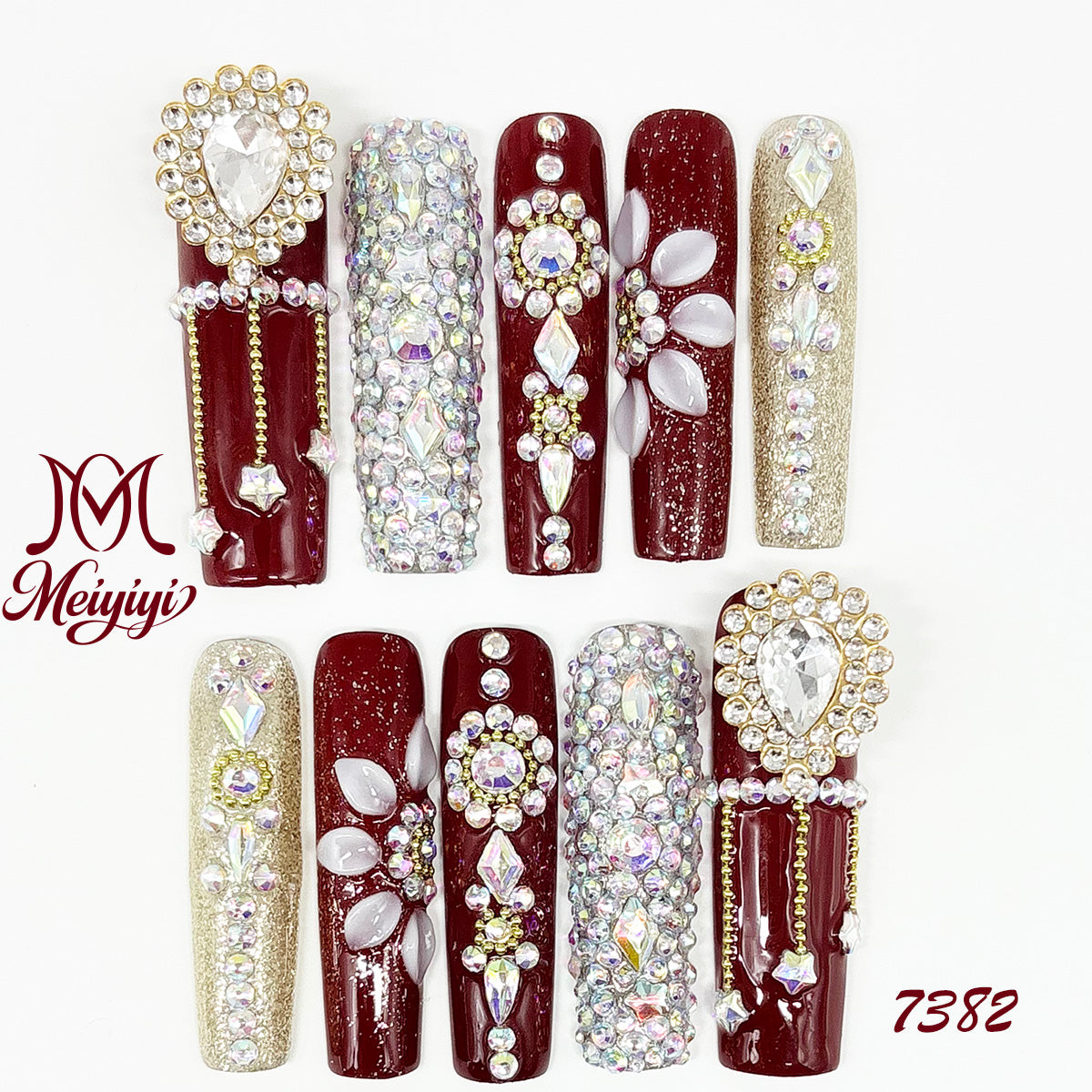 7382-MYY's designer original high-end design customized luxury hand-painted wearable nail art