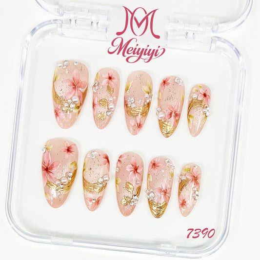7390-MYY's designer original high-end design customized luxury hand-painted wearable nail art