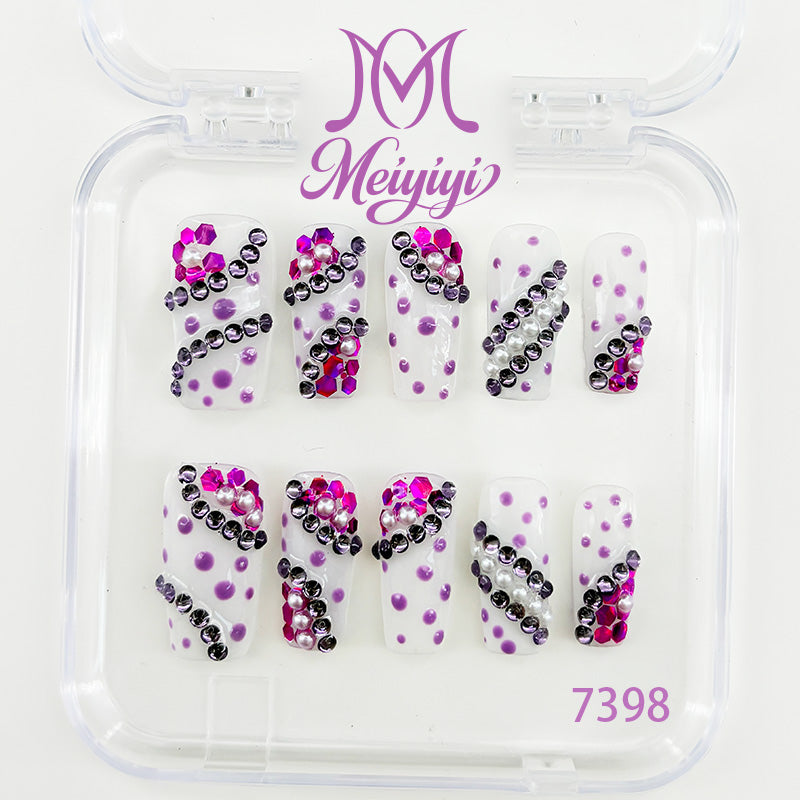 7398-MYY's designer original high-end design customized luxury hand-painted wearable nail art