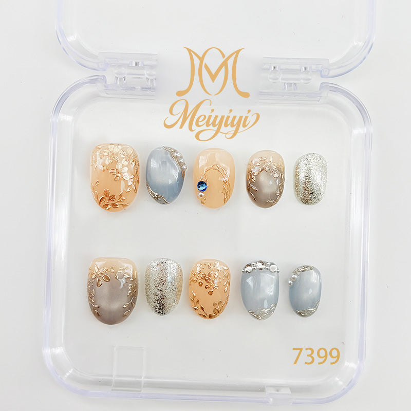 7399-MYY's designer original high-end design customized luxury hand-painted wearable nail art