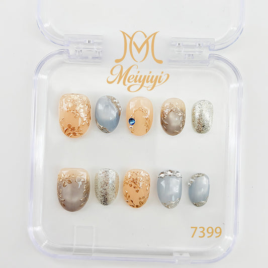 7399-MYY's designer original high-end design customized luxury hand-painted wearable nail art