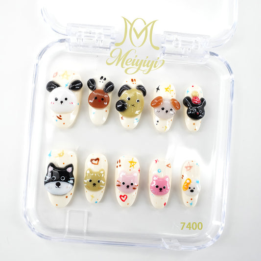 7400-MYY's designer original high-end design customized luxury hand-painted wearable nail art