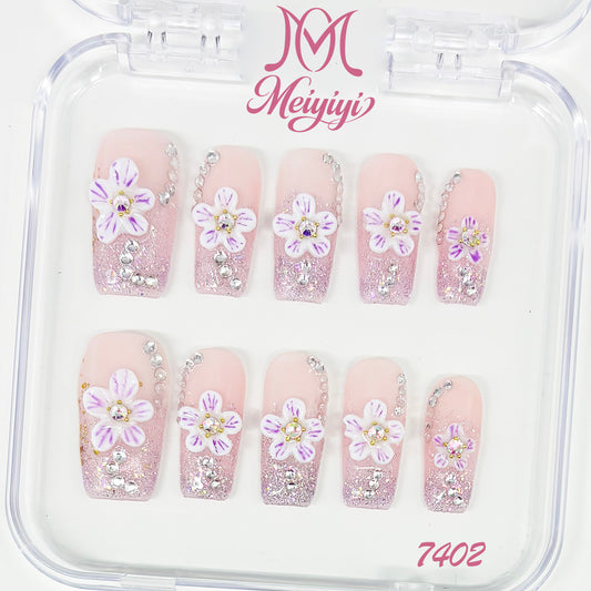 7402-MYY's designer original high-end design customized luxury hand-painted wearable nail art
