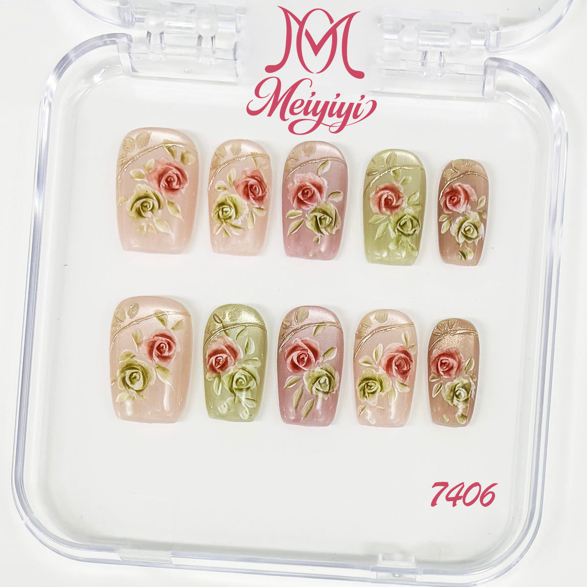 7406-MYY's designer original high-end design customized luxury hand-painted wearable nail art