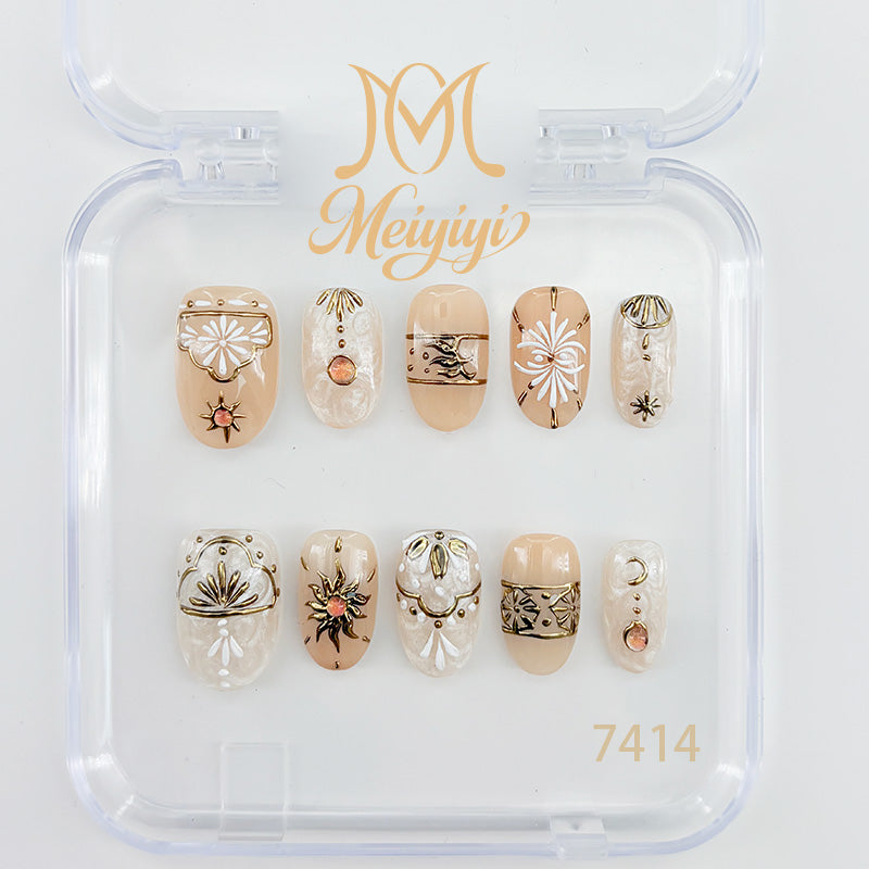 7414-MYY's designer original high-end design customized luxury hand-painted wearable nail art