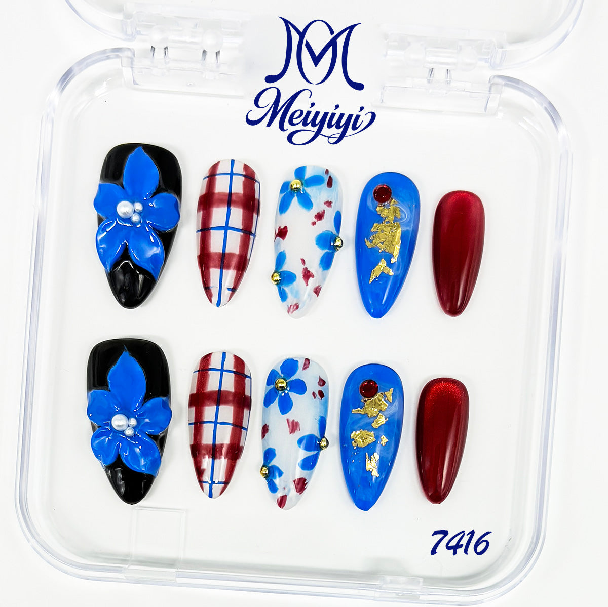 7416-MYY's designer original high-end design customized luxury hand-painted wearable nail art