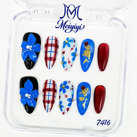 7416-MYY's designer original high-end design customized luxury hand-painted wearable nail art