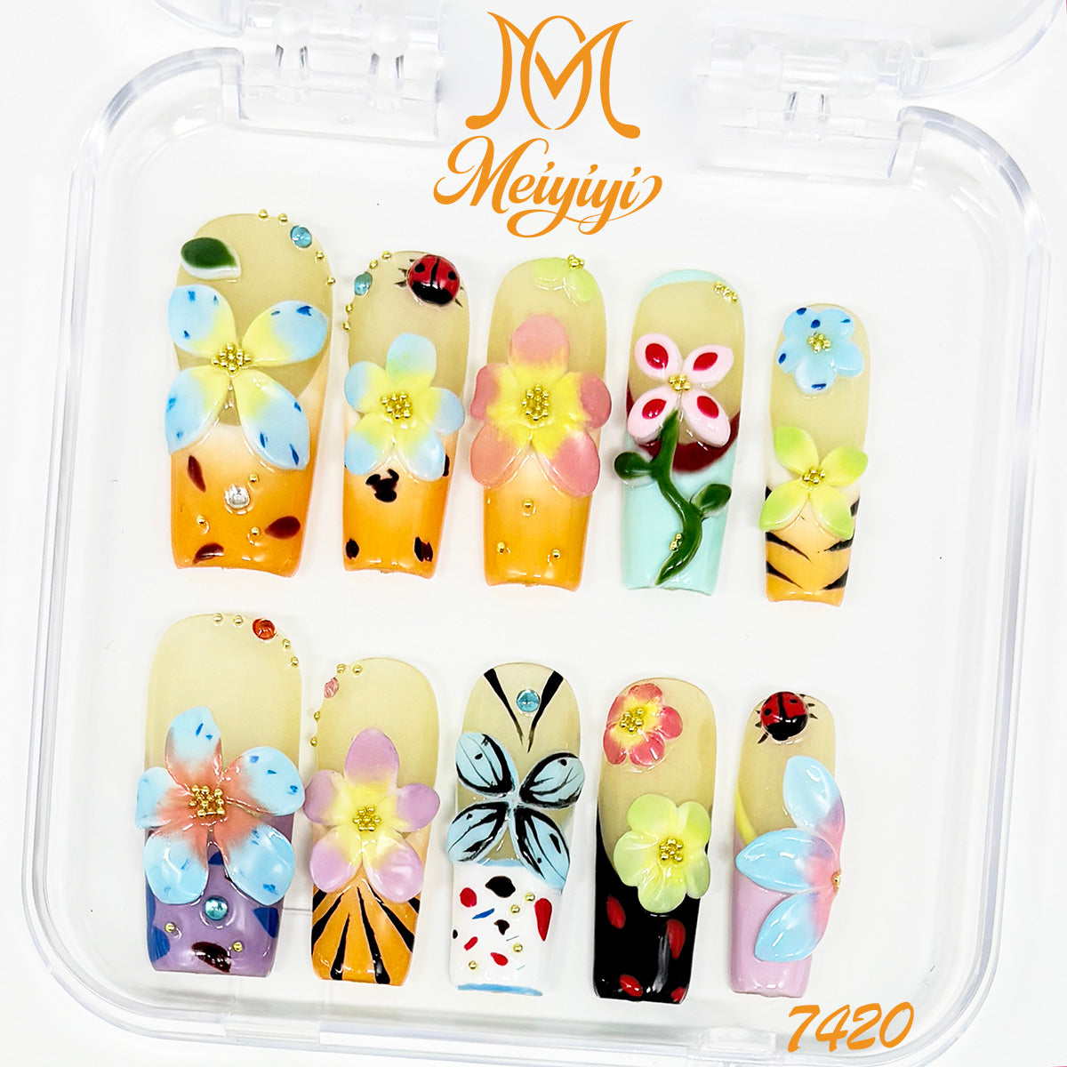 7420-MYY's designer original high-end design customized luxury hand-painted wearable nail art
