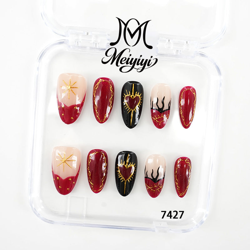 7427-MYY's designer original high-end design customized luxury hand-painted wearable nail art