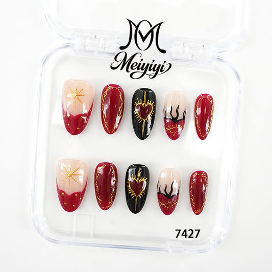7427-MYY's designer original high-end design customized luxury hand-painted wearable nail art