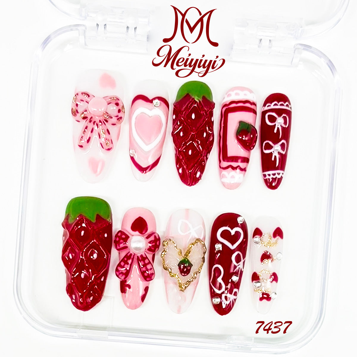 7437-MYY's designer original high-end design customized luxury hand-painted wearable nail art