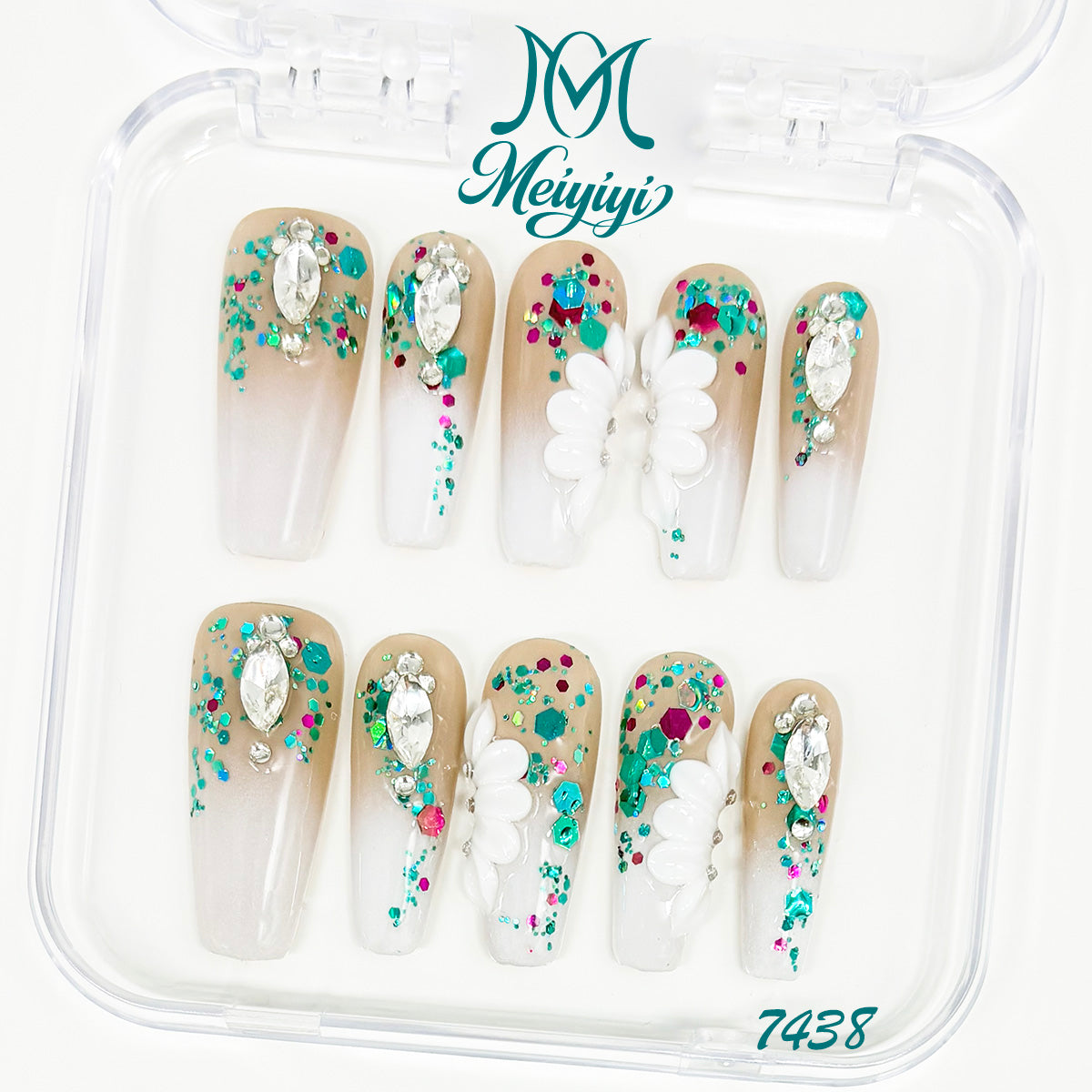 7438-MYY's designer original high-end design customized luxury hand-painted wearable nail art