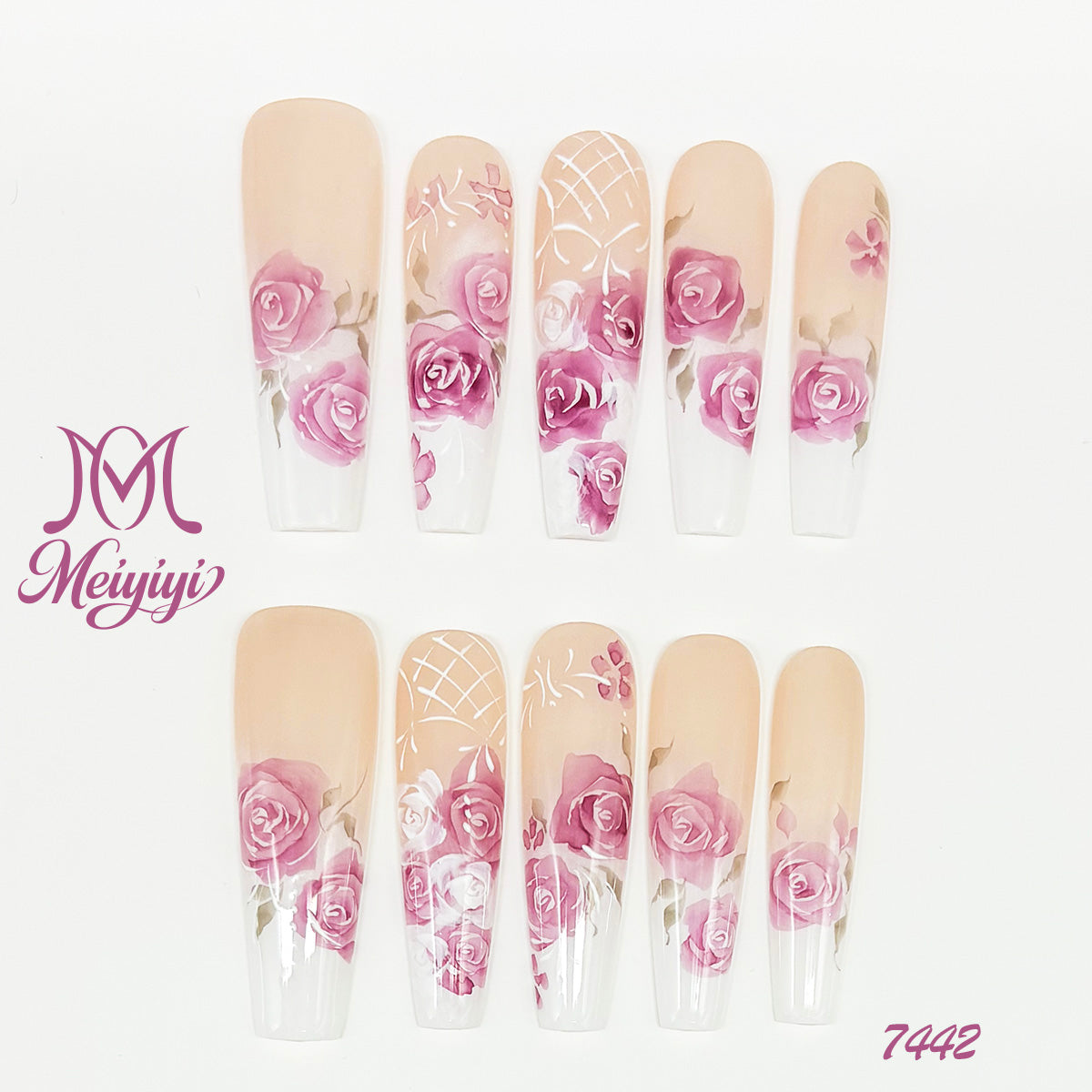 7451-MYY's designer original high-end design customized luxury hand-painted wearable nail art