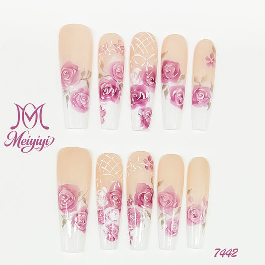 7451-MYY's designer original high-end design customized luxury hand-painted wearable nail art