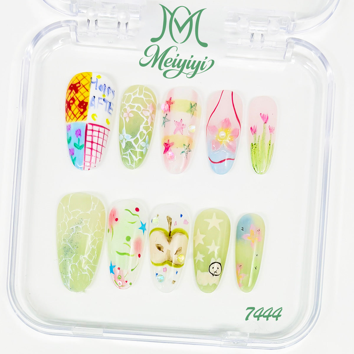7444-MYY's designer original high-end design customized luxury hand-painted wearable nail art