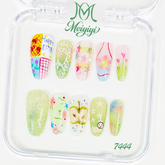 7444-MYY's designer original high-end design customized luxury hand-painted wearable nail art