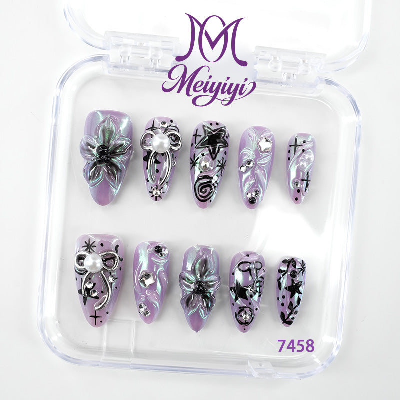 7458-MYY's designer original high-end design customized luxury hand-painted wearable nail art