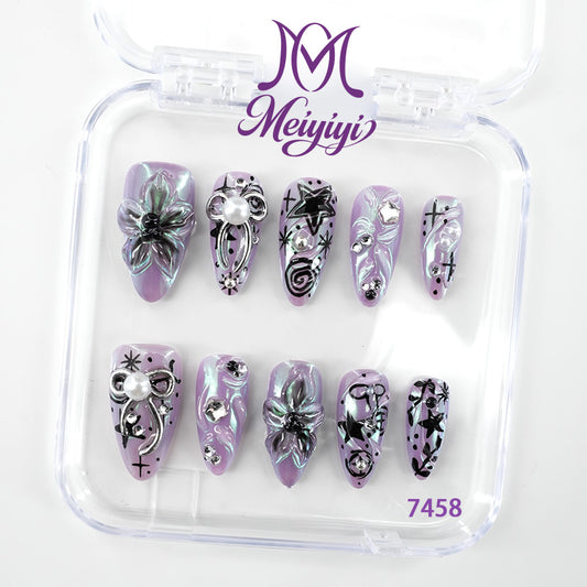 7458-MYY's designer original high-end design customized luxury hand-painted wearable nail art