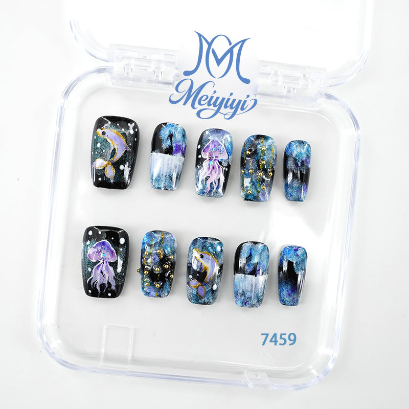 7459-MYY's designer original high-end design customized luxury hand-painted wearable nail art