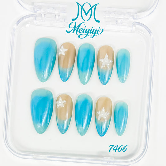 7466-MYY's designer original high-end design customized luxury hand-painted wearable nail art