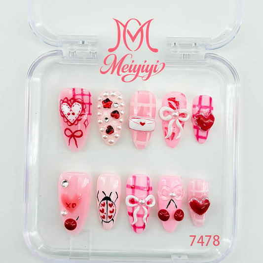 7478-MYY's designer original high-end design customized luxury hand-painted wearable nail art
