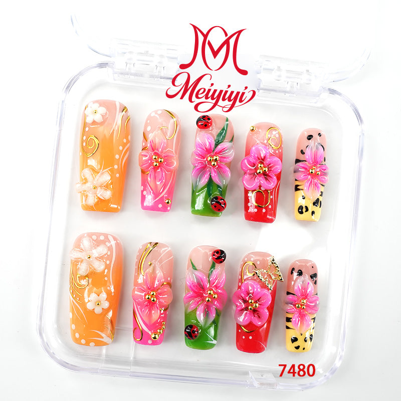 7480-MYY's designer original high-end design customized luxury hand-painted wearable nail art