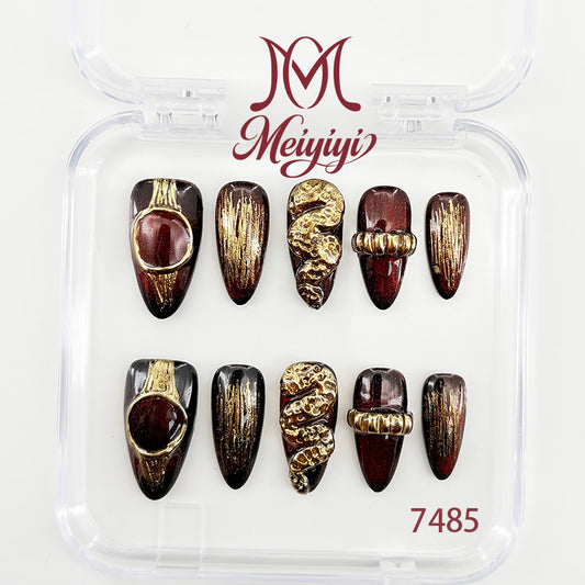 7485-MYY's designer original high-end design customized luxury hand-painted wearable nail art