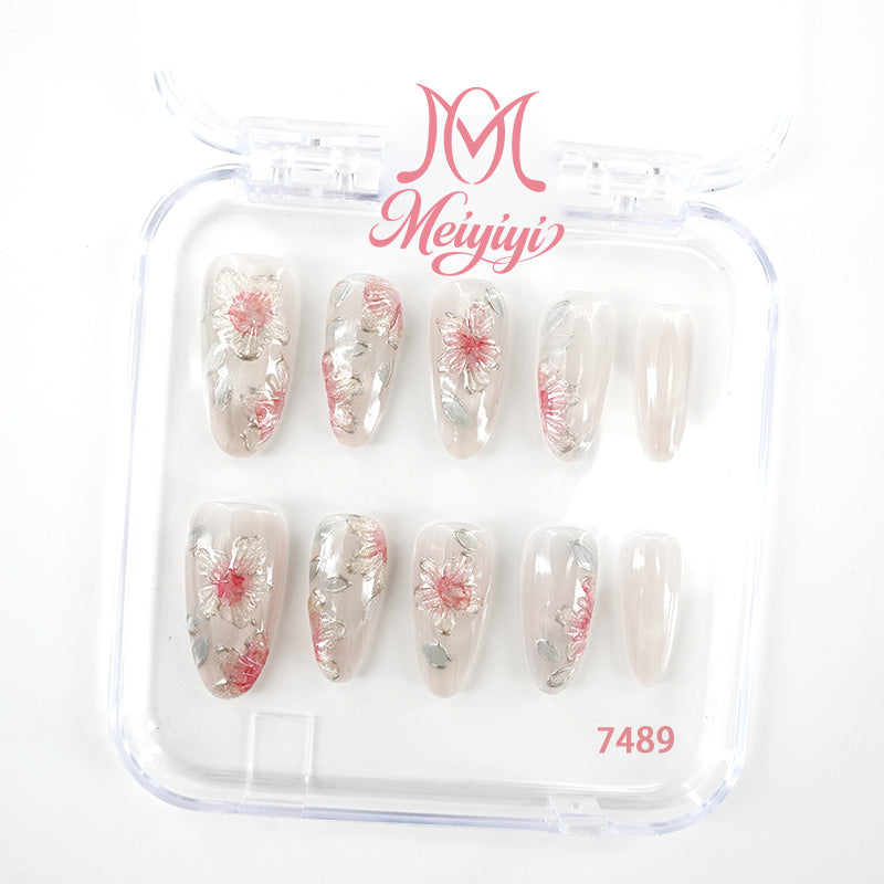 7489-MYY's designer original high-end design customized luxury hand-painted wearable nail art