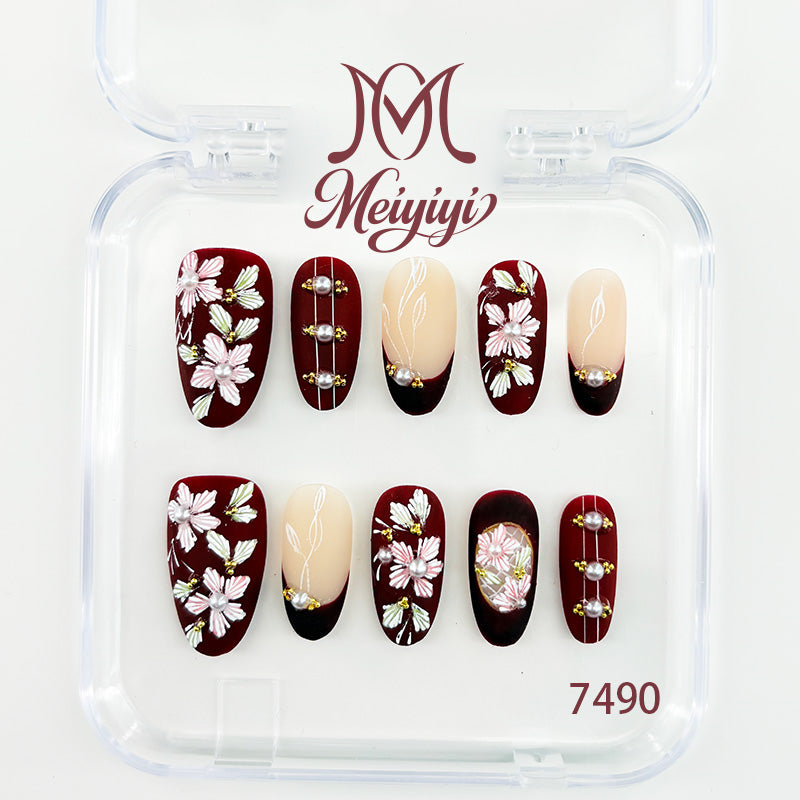 7490-MYY's designer original high-end design customized luxury hand-painted wearable nail art