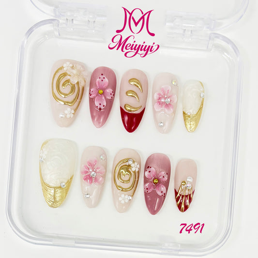 7491-MYY's designer original high-end design customized luxury hand-painted wearable nail art