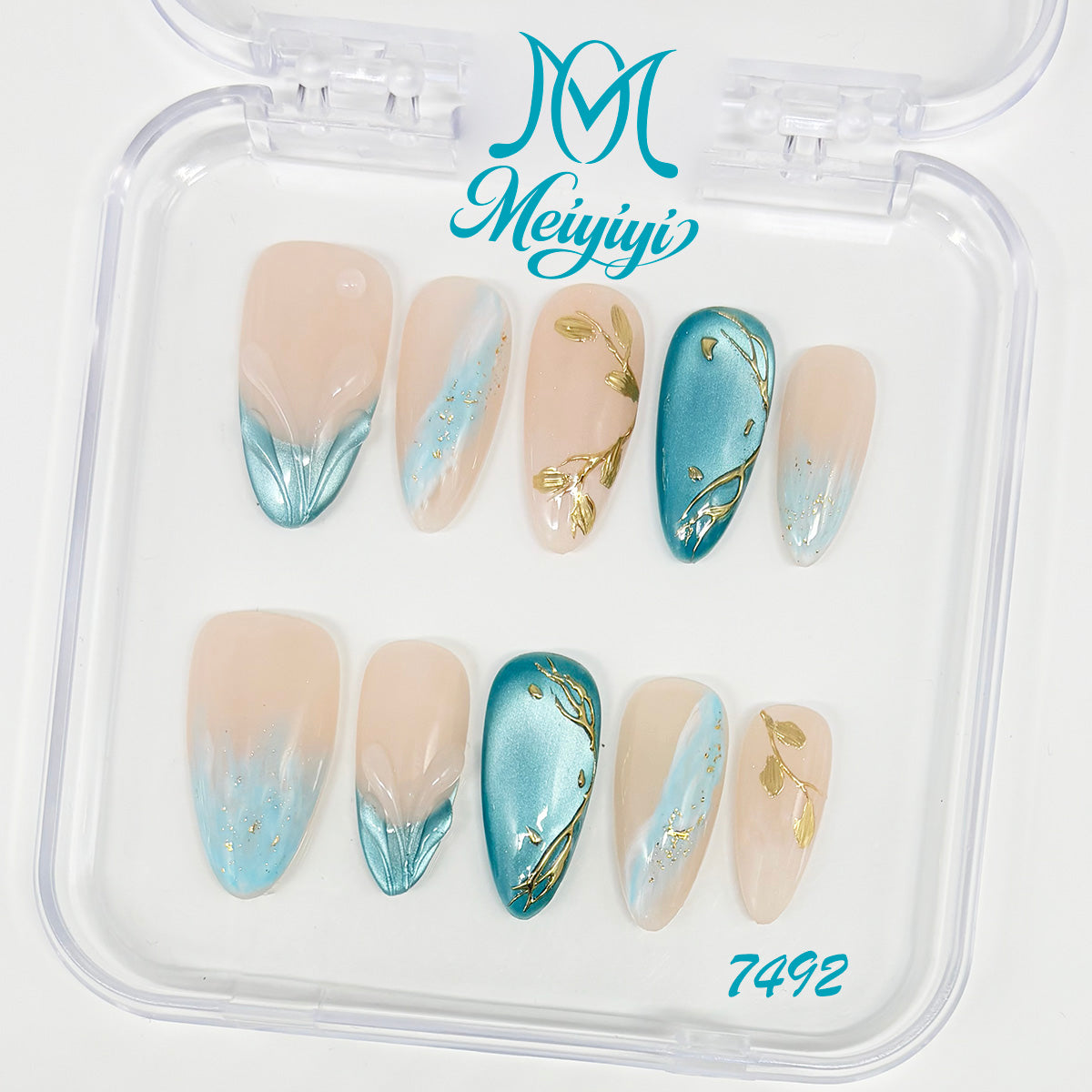 7492-MYY's designer original high-end design customized luxury hand-painted wearable nail art