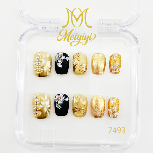 7493-MYY's designer original high-end design customized luxury hand-painted wearable nail art