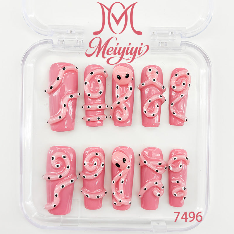 7496-MYY's designer original high-end design customized luxury hand-painted wearable nail art
