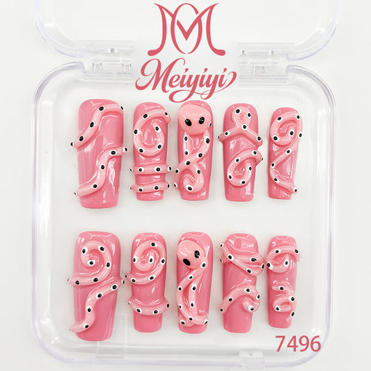 7496-MYY's designer original high-end design customized luxury hand-painted wearable nail art