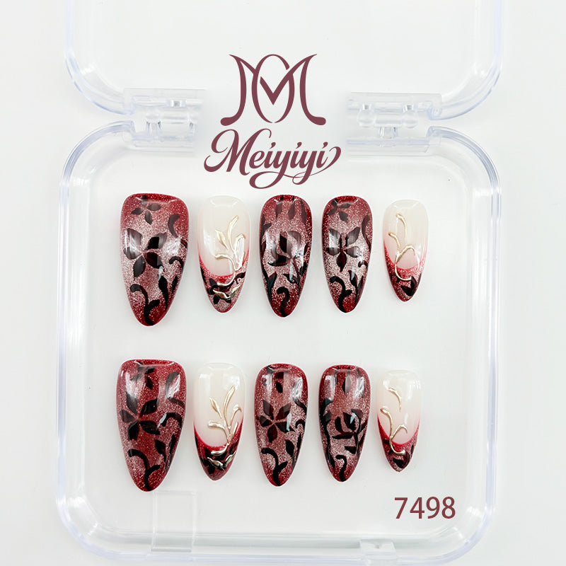 7498-MYY's designer original high-end design customized luxury hand-painted wearable nail art