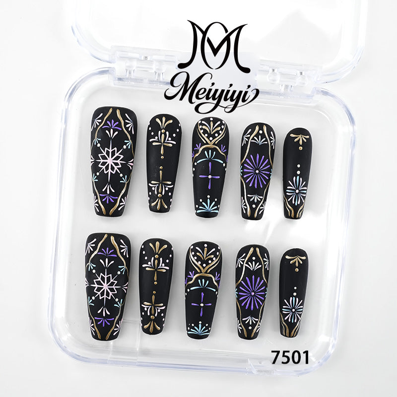 7501-MYY's designer original high-end design customized luxury hand-painted wearable nail art
