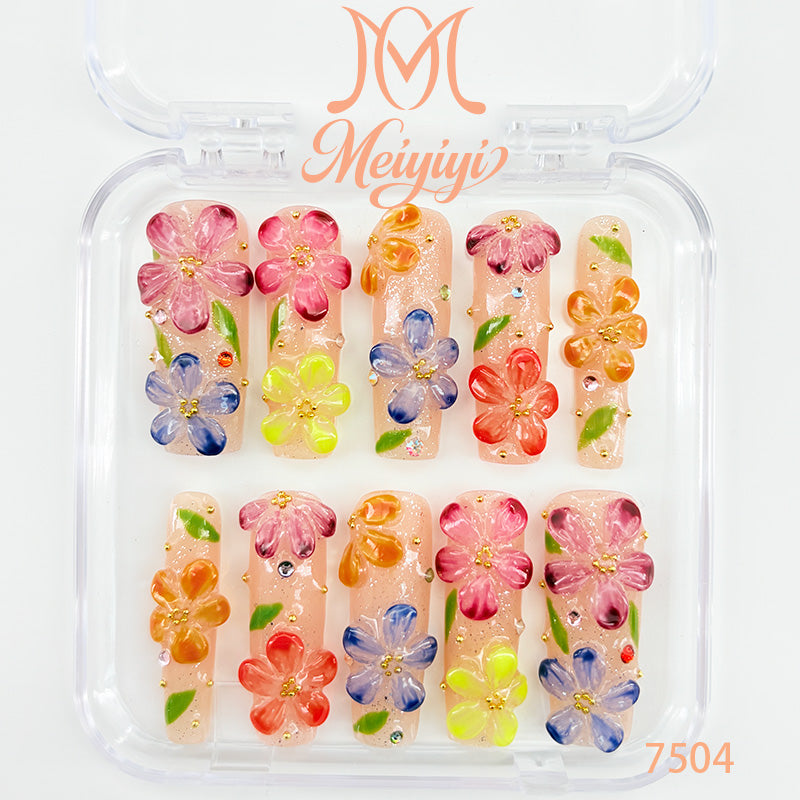 7504-MYY's designer original high-end design customized luxury hand-painted wearable nail art