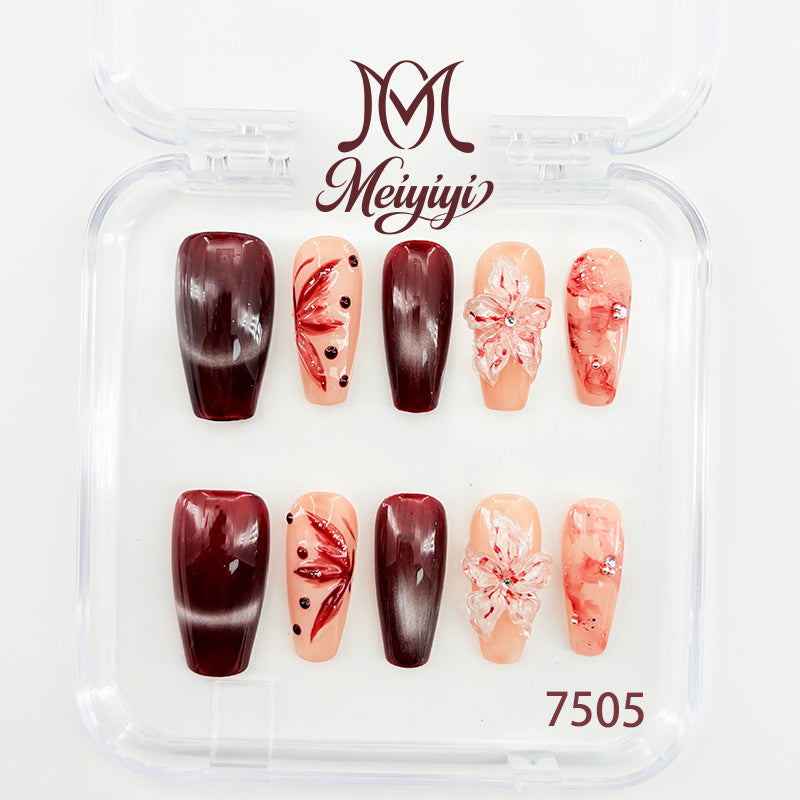 7505-MYY's designer original high-end design customized luxury hand-painted wearable nail art