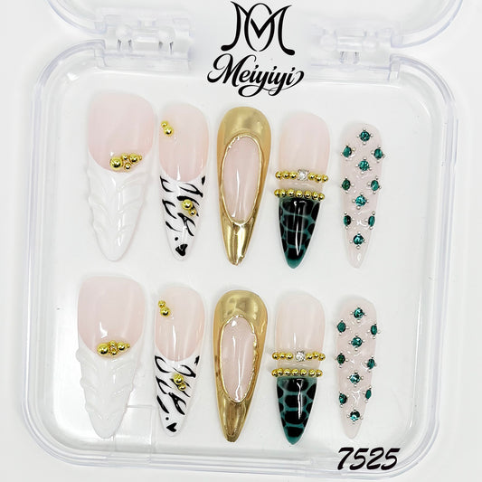 7525-MYY's designer original high-end design customized luxury hand-painted wearable nail art