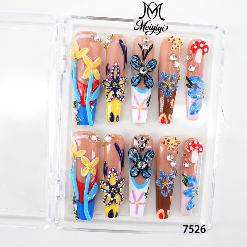 7526-MYY's designer original high-end design customized luxury hand-painted wearable nail art