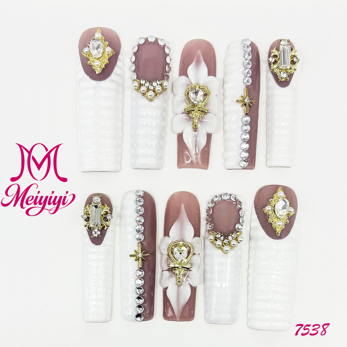 7538-MYY's designer original high-end design customized luxury hand-painted wearable nail art