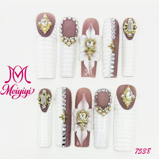 7538-MYY's designer original high-end design customized luxury hand-painted wearable nail art
