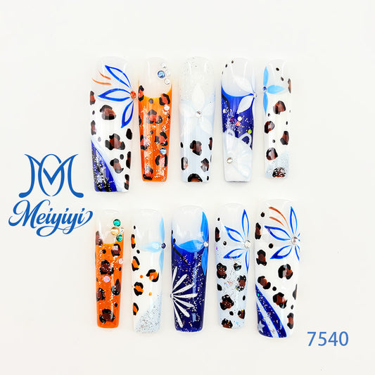 7540-MYY's designer original high-end design customized luxury hand-painted wearable nail art