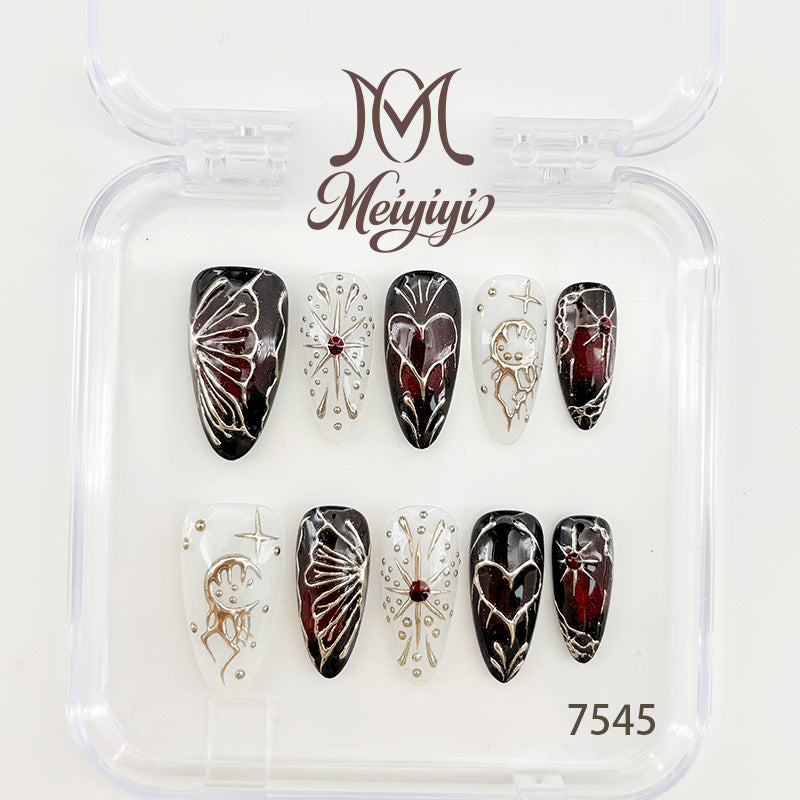 7545-MYY's designer original high-end design customized luxury hand-painted wearable nail art