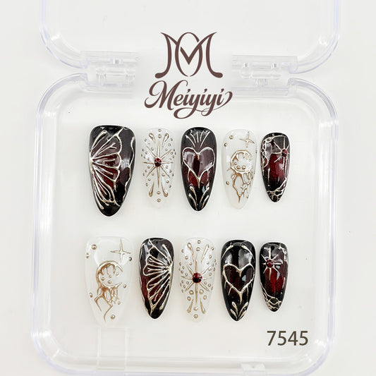 7545-MYY's designer original high-end design customized luxury hand-painted wearable nail art