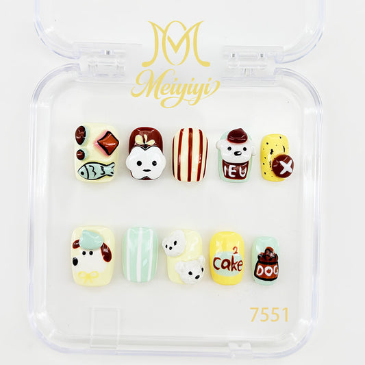 7551-MYY's designer original high-end design customized luxury hand-painted wearable nail art
