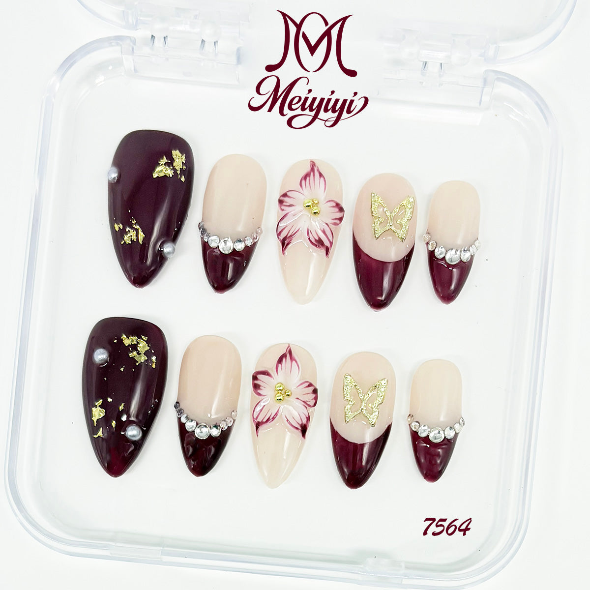7564-MYY's designer original high-end design customized luxury hand-painted wearable nail art