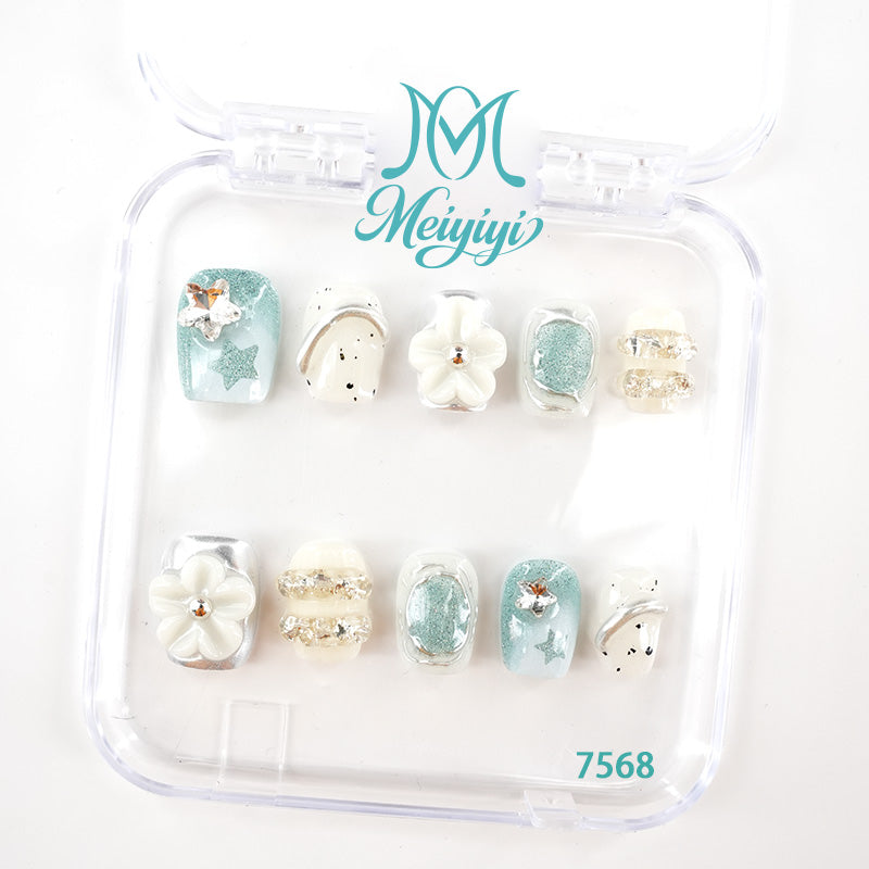 7568-MYY's designer original high-end design customized luxury hand-painted wearable nail art